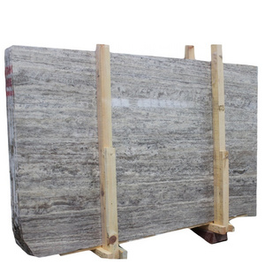 2023 Silver Travertine Vein Cut Slab Polished Top Level For Pavers Walls Made in Turkey CEM-SLB-06-02 for Interior and Exterior