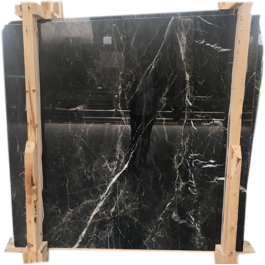 2024 Nero Marquina Black Marble Slab Polished Customized Wholesale Premium 2cm thick Floor&Wall Tiles Made in Turkey CEM-SLB-43