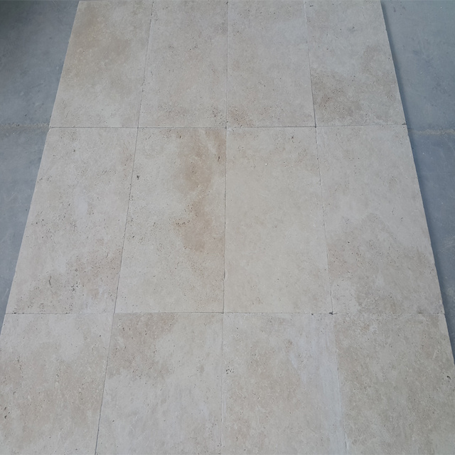 Light Ivory Travertine Turkey Classic Beige Travertine Cut to Size Tiles Cross Cut Unfilled and Tumbled Pavers