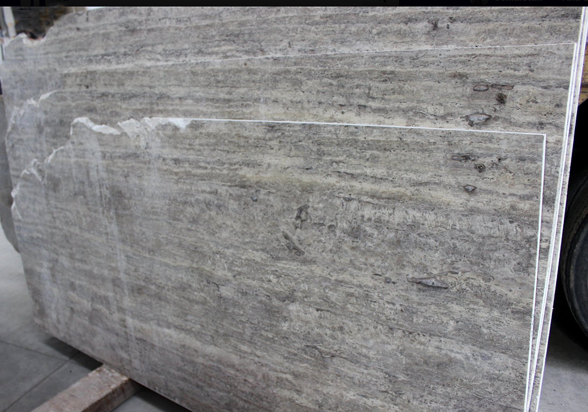 2023 Silver Travertine Vein Cut Slab Polished Top Level For Pavers Walls Made in Turkey CEM-SLB-06-02 for Interior and Exterior