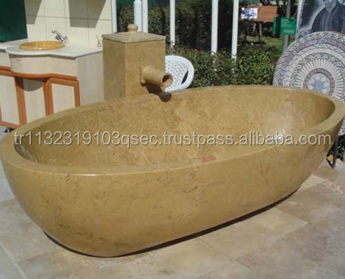 Custom Sizes Natural Stone Marble Bathroom Free Standing Bathtub Marble and Travertine Bathtubs and Sinks Made in Turkey