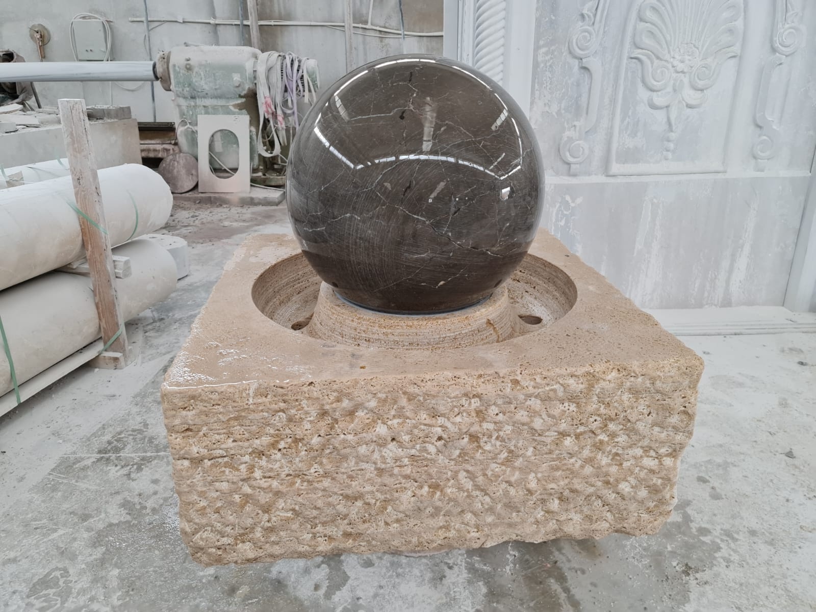 2024 Marble Floating Ball Water Fountain Outdoor Garden Decoration From Turkey Factory Modern Turkish Style Outdoor Decorations