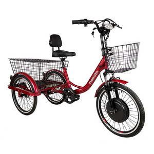 High quality 22 Inch electric trike lithium battery powered adult cargo 500W Fat Tire Three wheels  Electric Tricycle