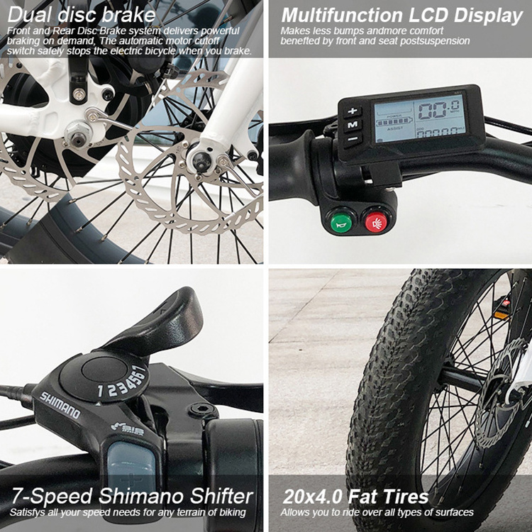 US Stock 48V 500W 750W 20 Inch Ebike E bicycle electric bicycle adult Electric Folding Bike Foldable Fat Tire Electric Bike