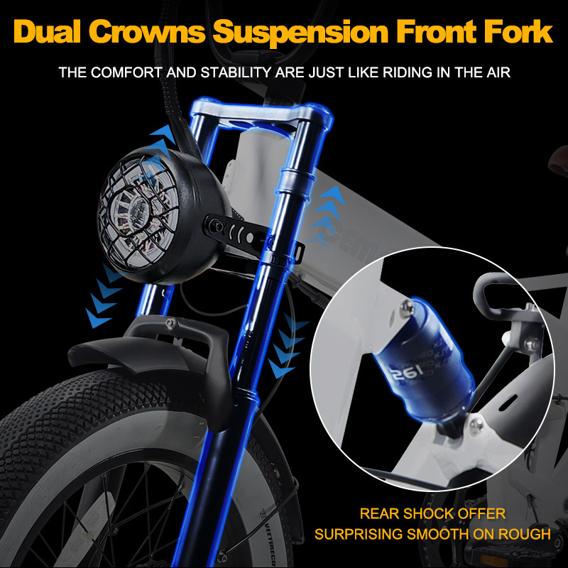 Custom Logo Powerful Full Suspension 48V 13Ah 750W Foldable Electric Bike Fastest 24 Inch Fat Tire 20 MPH Electric Bike