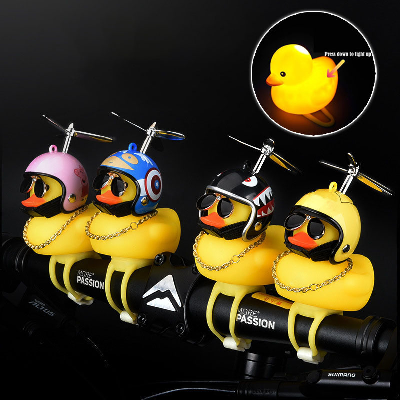 Wind Breaking Duck Tiktok Little Yellow Duck Helmet Electric Motorcycle Bicycle Bell Turbo Duck With Helmet Horn Light