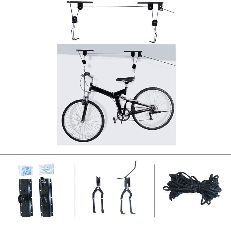 Bike Hanger Overhead  Pulley System with 100lb Capacity for Bicycles or Ladders  Secure Garage Ceiling Storage