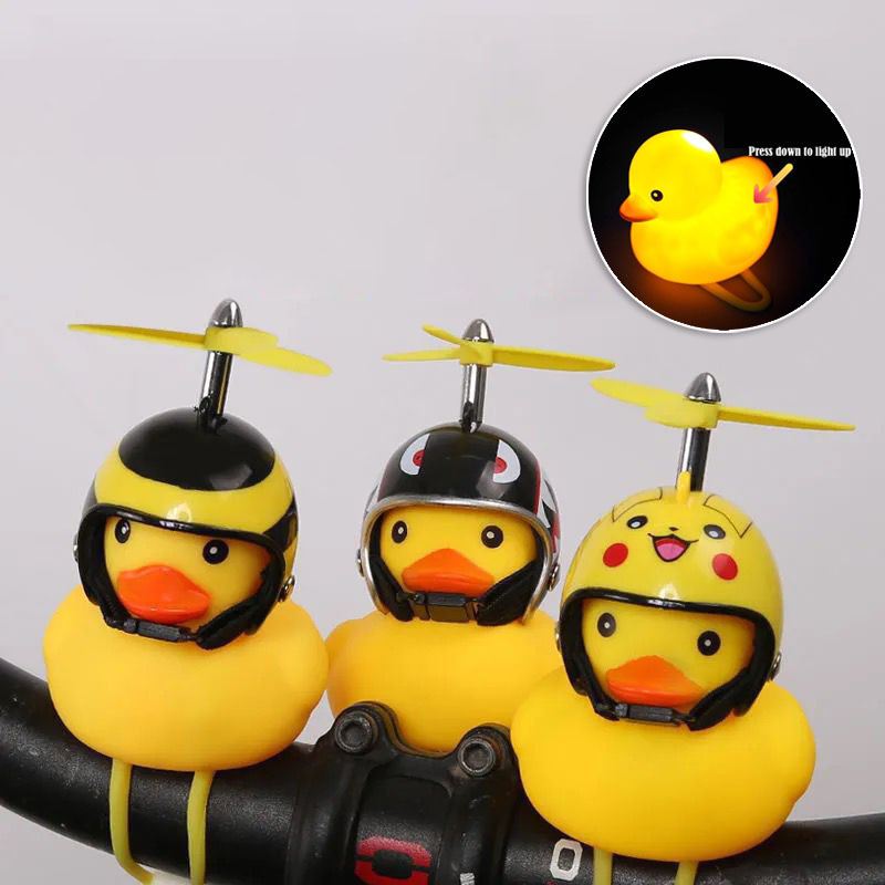 Wind Breaking Duck Tiktok Little Yellow Duck Helmet Electric Motorcycle Bicycle Bell Turbo Duck With Helmet Horn Light