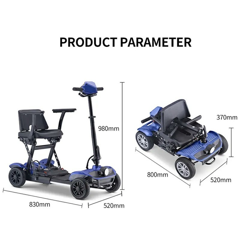 Wholesale lightweight 4 wheel Portable Handicapped Folding Mobility Scooter Elderly Foldable Medical Scooter For Disabled