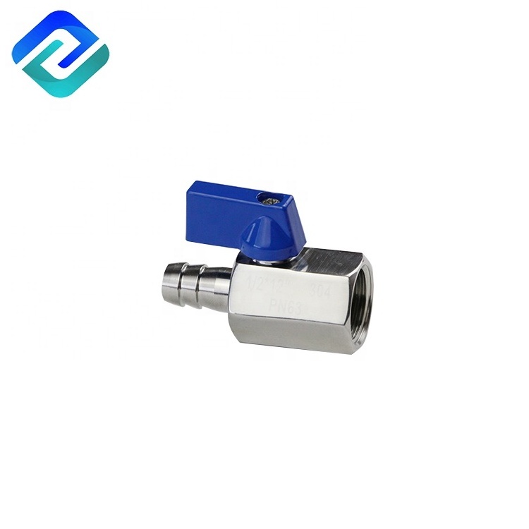 factory sale npt thread barb hose 5/16'' ball valve dn 10 stainless steel 304 316 mini ball valve supplier