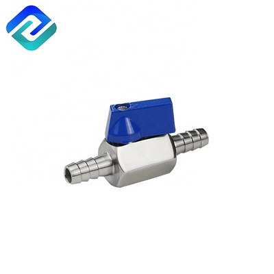 factory sale npt thread barb hose 5/16'' ball valve dn 10 stainless steel 304 316 mini ball valve supplier