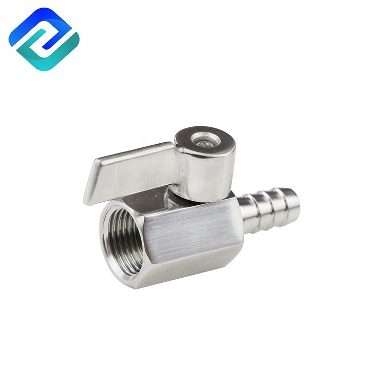 factory sale npt thread barb hose 5/16'' ball valve dn 10 stainless steel 304 316 mini ball valve supplier