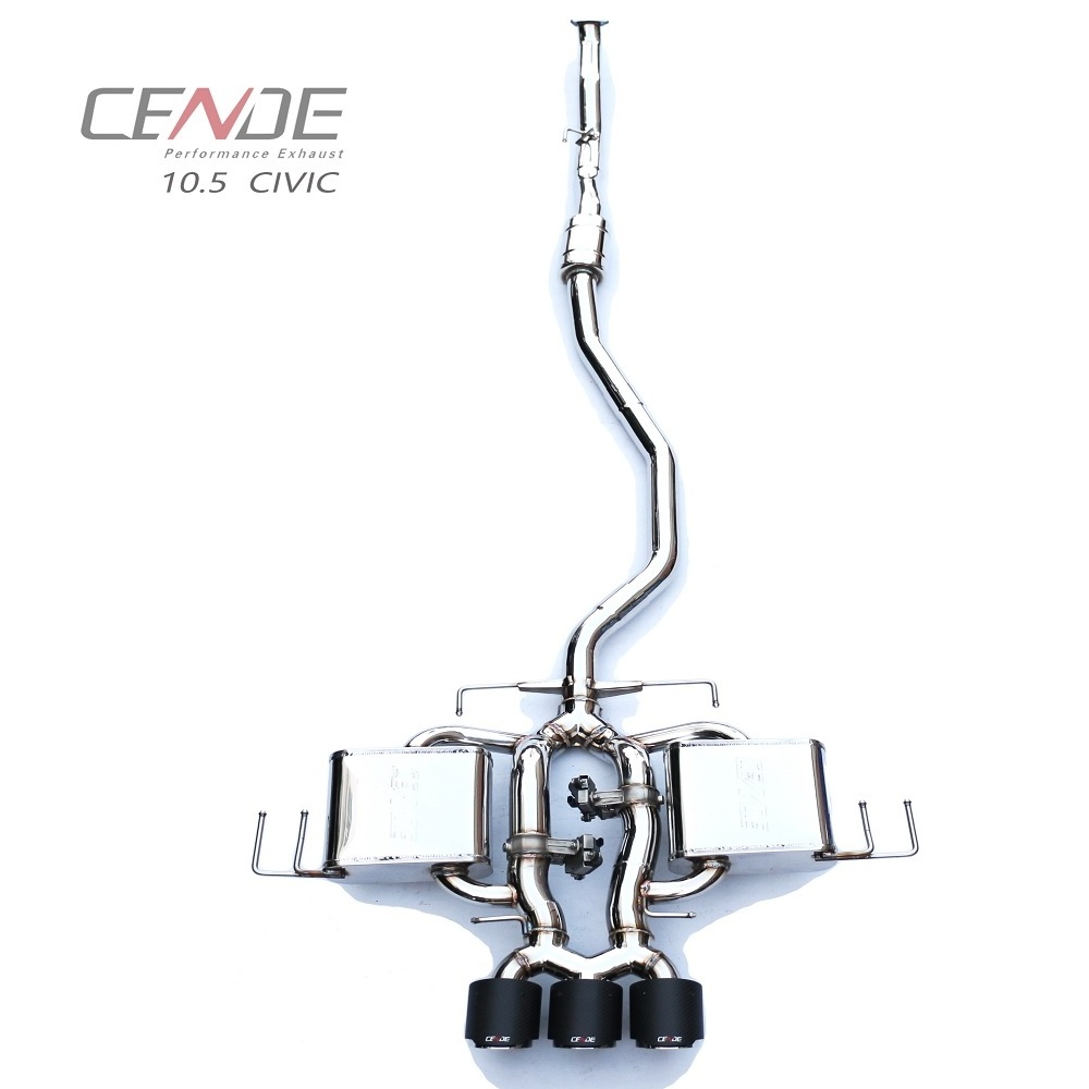 CENDE Performance Catback Valve Exhaust Pipe Carbon Fiber Tips For HONDA CIVIC Exhaust