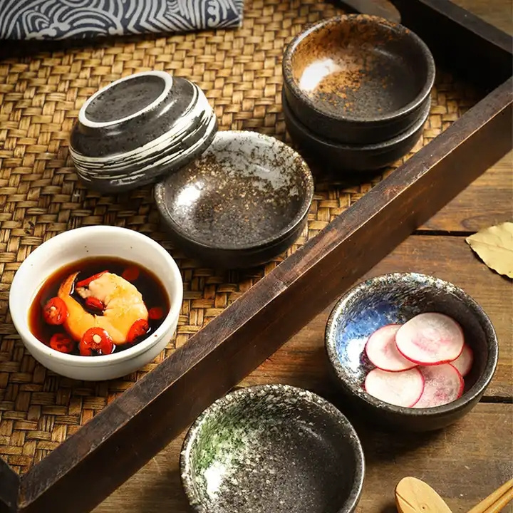 Japanese Tableware Restaurant Ceramic Crockery Stoneware Dipping Soy Sauce Dish Bowl Ceramic Serving Dishes