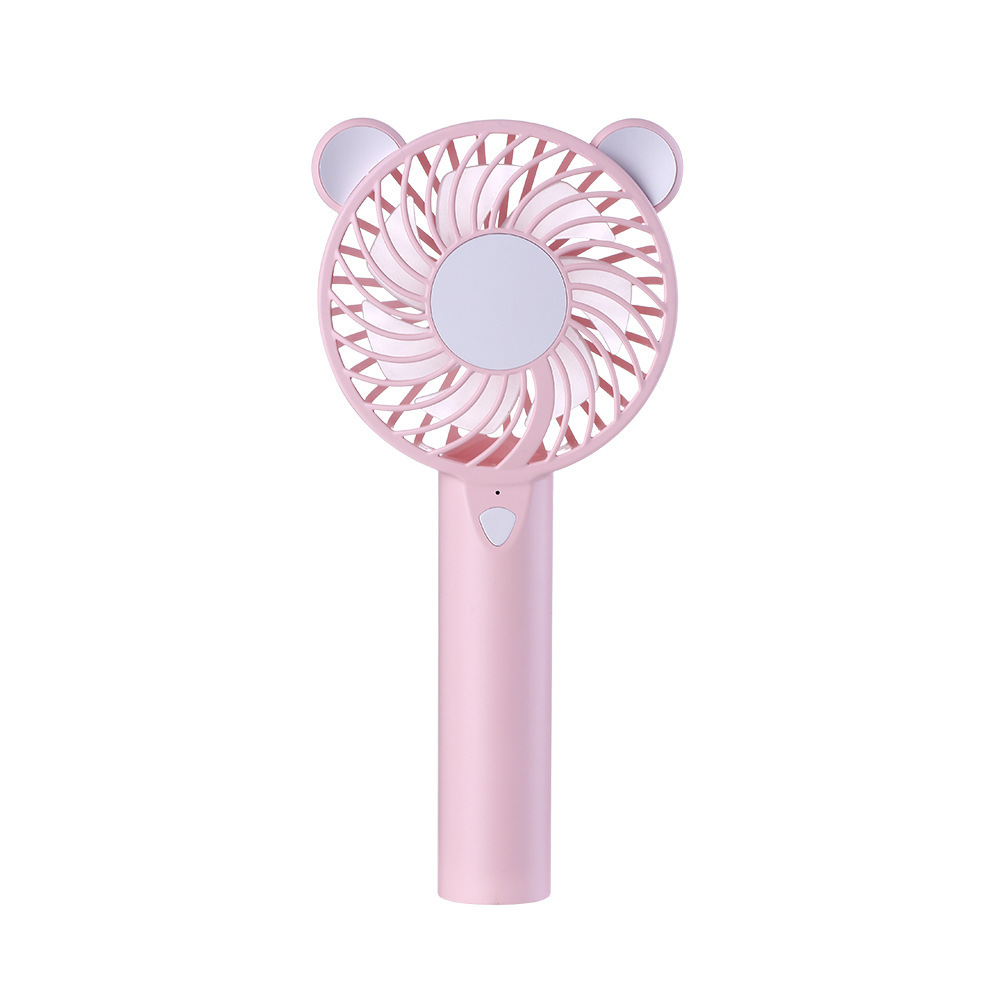 Cute Bear Fan USB Charging Colorful Lights Mini Portable Handheld Small Fan