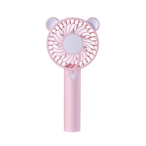 Cute Bear Fan USB Charging Colorful Lights Mini Portable Handheld Small Fan