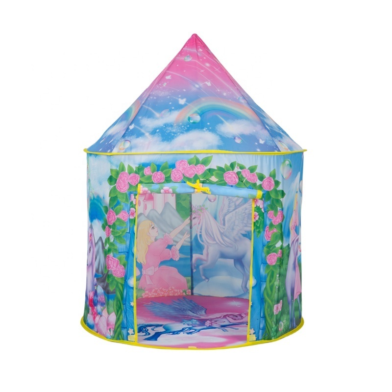 2023 190T Polyester Foldable Tent with Windows Curtain Kids Play Tent Children Indoor Yurt Indian Teepee Playhouse for Baby