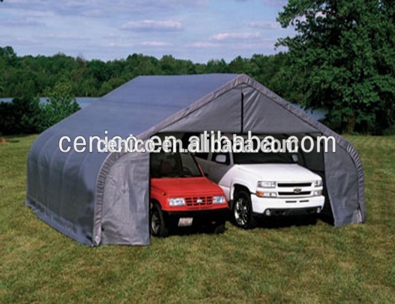 2-Car House Style Carport with Warehouse Tent PVC & PE Material Powder Coated Metal & Plastic Frame for Outdoor Car Parking