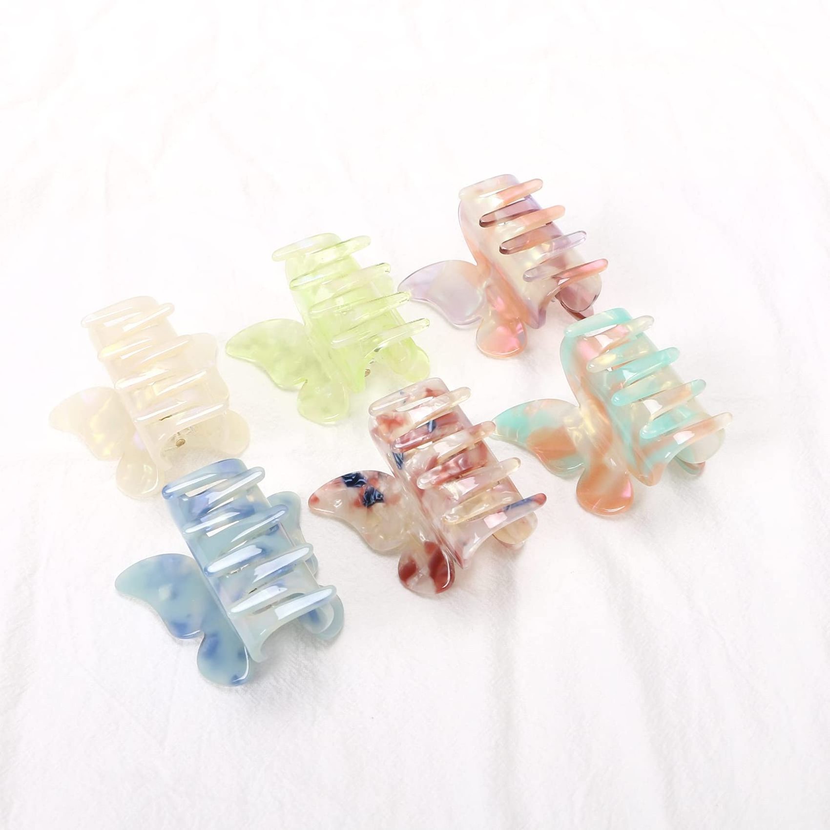 New Arrived 5.5cm Tortoise Shell Jaw Acetate OEM Custom Female Shark Winter Colorful Butterfly Hair Claw Clips