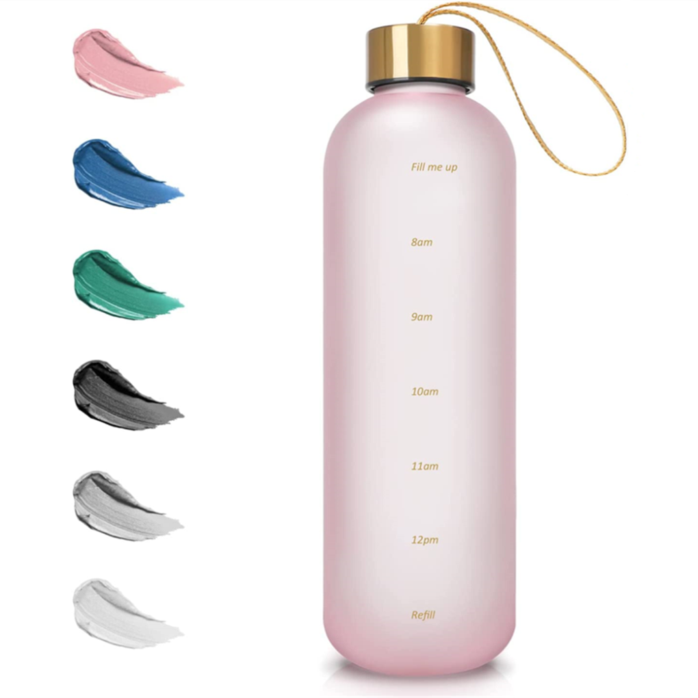 Time marker BPA FREE wholesale 1000 Ml Cute Korean transparent Plastic Water Bottle with Logo