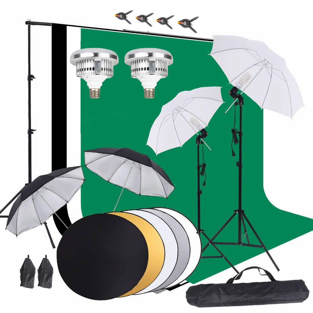 Censreal Softbox 135W Photography Lighting Kit Studio Shooting Set Umbrella Softbox Light Kit With Backdrop Stand