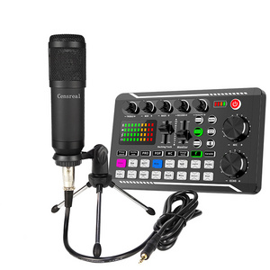 Censreal ALL-IN-ONE Podcast Equipment Bundle Condenser Microfono with DJ Mixer Audio Controller Sound Card for Streaming