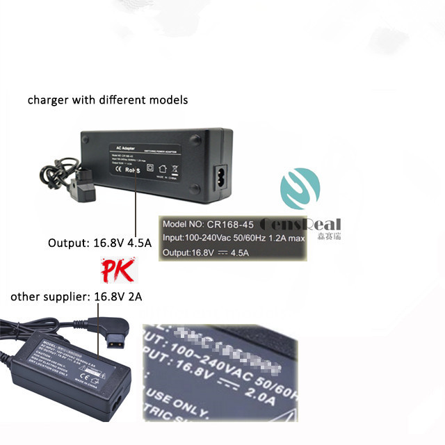 Fast charging 16.8V 4.5A D-tap AC charger for Sony V-Mount/V Lock and Anton Bauer Gold Mount Batteries