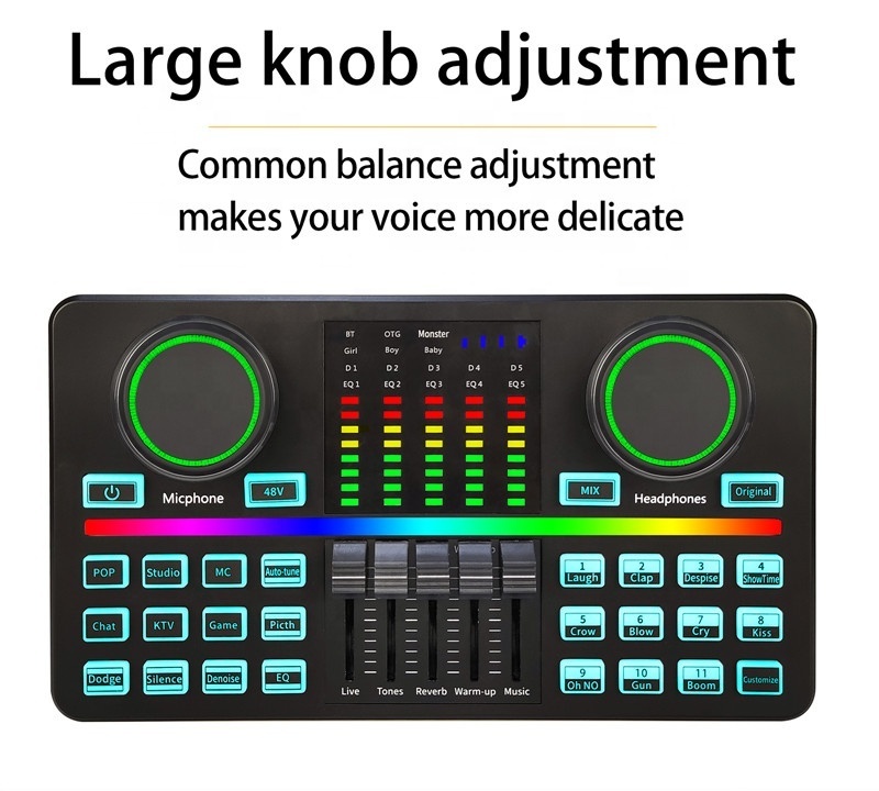 Free Shipping to USA Censreal Voice Changer Musical Instrument Mixer Podcast Equipment Microphone with External Sound Card