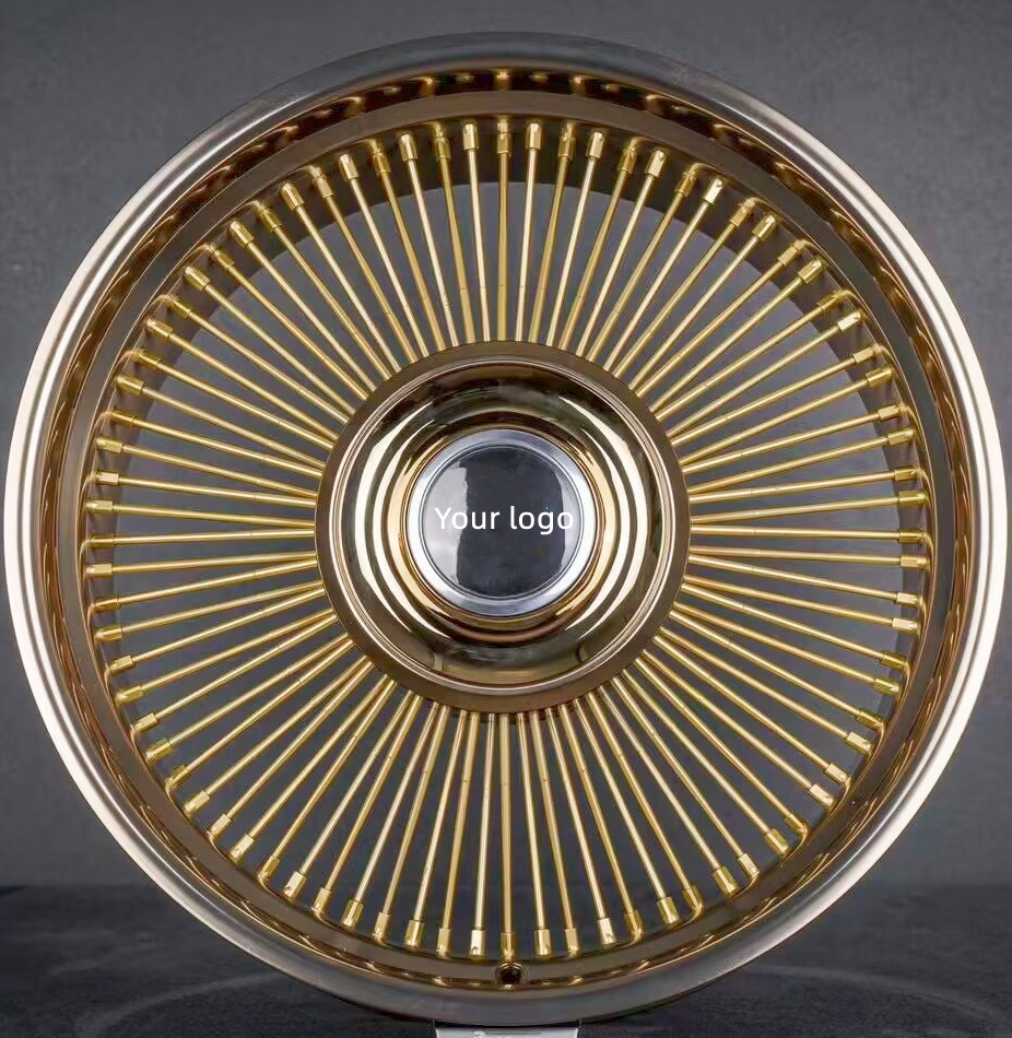 Hot selling gold chrome rim 100 spoke car wire wheels for cars