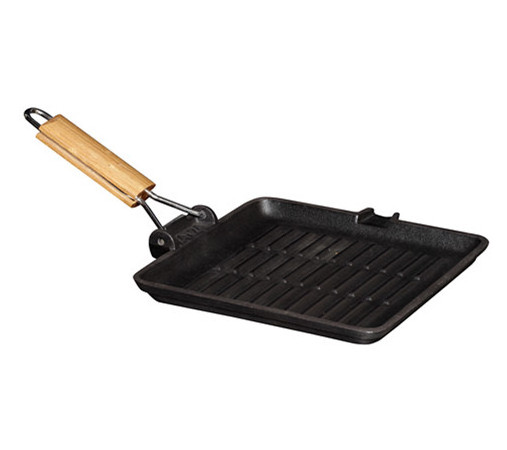 non stick enamel cast iron bbq grill pan for steak with folding handle