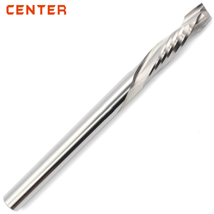 HRC 55 Single flute Down cut end mill for Acrylic, plastic, wood, foam and aluminum cutting