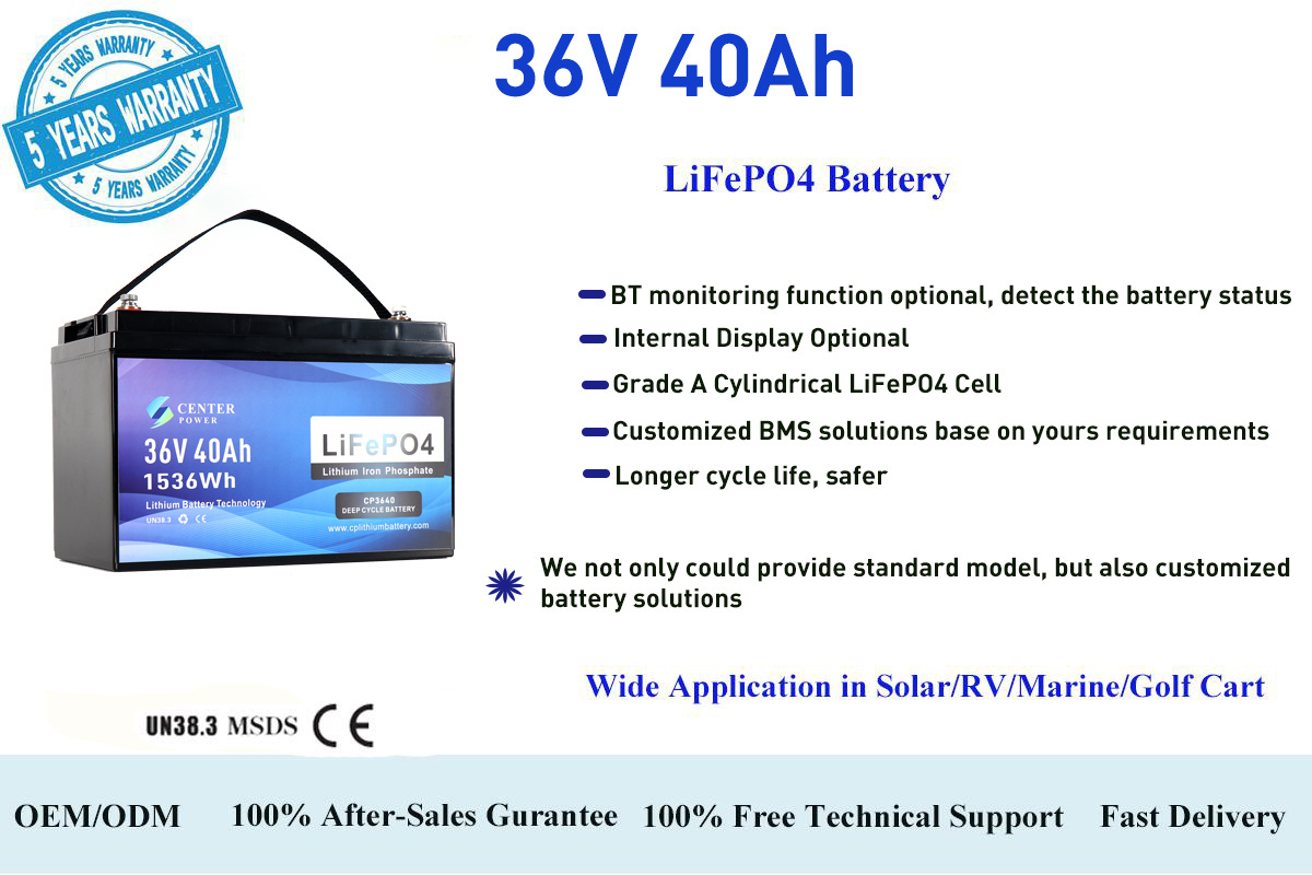 36v lithium ion battery pack 36v 40ah 60ah 80ah 100ah lifepo4 trolling motor battery