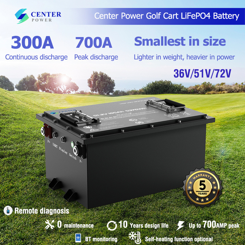 Golf Cart Long Cycle Life EV LifePo4 Battery 48V 100Ah 200Ah