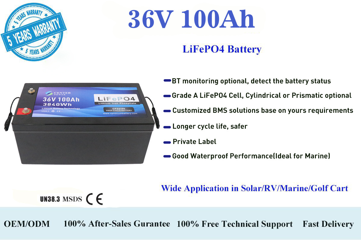 Marine lithium manufacturer lifepo4 battery 36v 100ah deep circle 12v/24v/36v 100ah/200ah/300ah