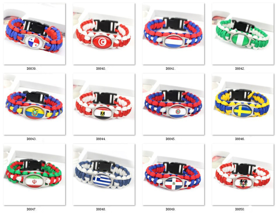 2022 Country Flag Bracelet Paracord Handwoven Bracelet Football Fans Promotion Gift Souvenirs Outdoors Escape Bracelet