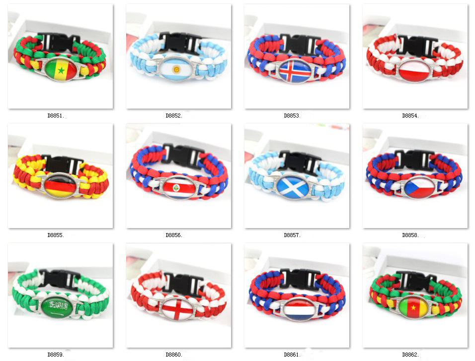 2022 Country Flag Bracelet Paracord Handwoven Bracelet Football Fans Promotion Gift Souvenirs Outdoors Escape Bracelet