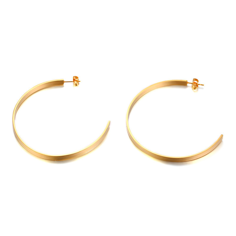 New Trendy Hypoallergenic Stainless Steel C Shape Hoops INS Minimalist Large Hoops Exaggerated 18k Gold Plated Big Hoop Earrings