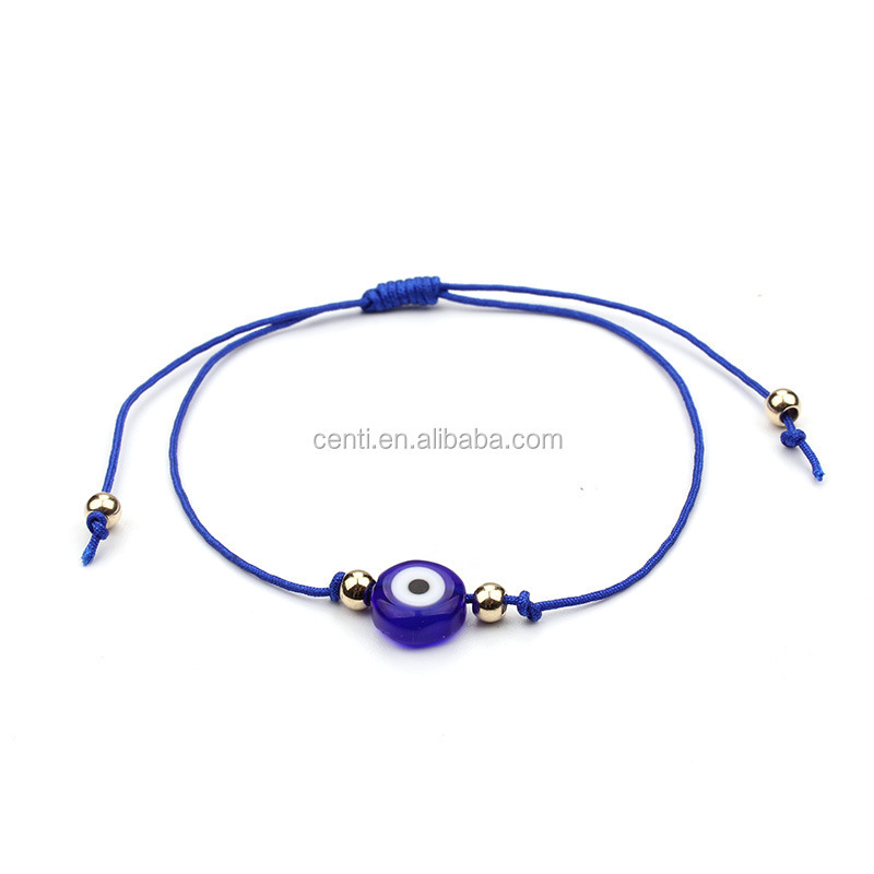 Evil eye bead charm cord bracelet handmade adjustable friendship bracelet cheap evil eye bead charm bracelet