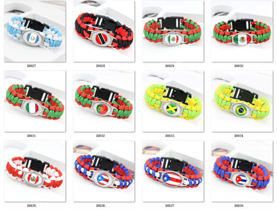 2022 Country Flag Bracelet Paracord Handwoven Bracelet Football Fans Promotion Gift Souvenirs Outdoors Escape Bracelet