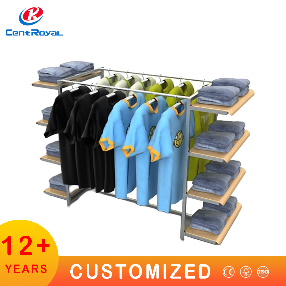 Custom boutique Metal commercial clothes rack for Sport store Shelf shelves clothing shop retail store Floor Stand Dress display