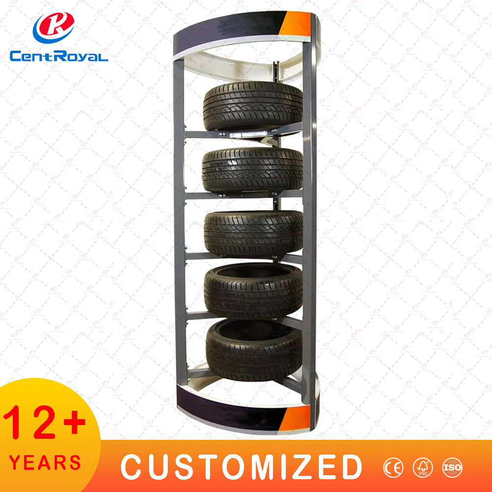 Custom 5 Layers Auto Part Tyre Holder Tire Shop Moto Wheel Display Floor Stand Car Wheel Tire Display Wheel Rim Display Rack