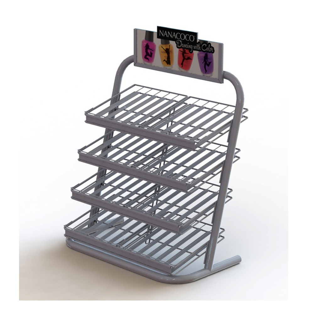 Custom Style Metal wall mounted nail polish stand nail polish rack display stand cosmetic display stand Floor Shelves for Retail