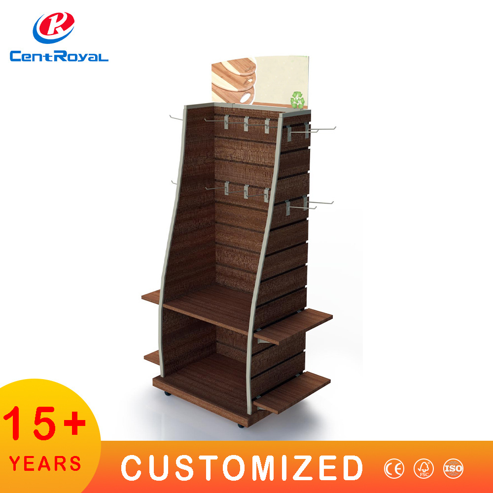 Wood Floor Skincare Shelves Wooden Storage Stand Metal Cosmetic Display Rack Hanging Bag Display Stand Rack Mdf Slatwall Display