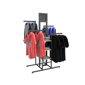 Custom commercial T-shirt Pant Shelf shelves Racking Sport shop retail store Floor Stand clothes display rack for clothing store