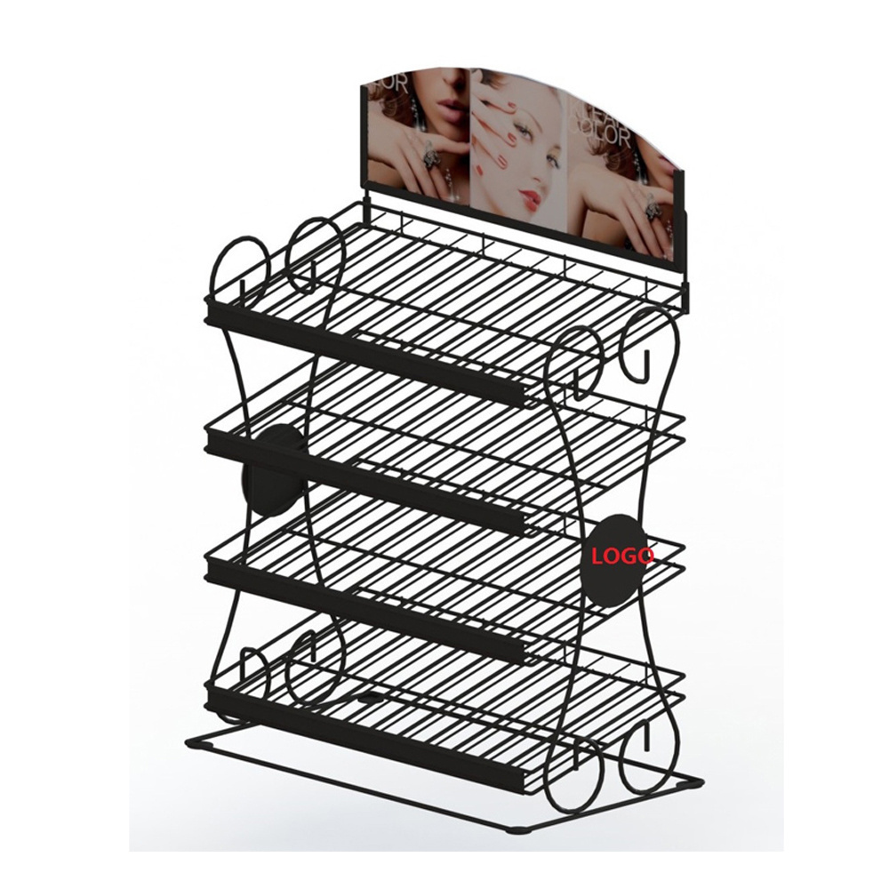 Custom Style Metal wall mounted nail polish stand nail polish rack display stand cosmetic display stand Floor Shelves for Retail