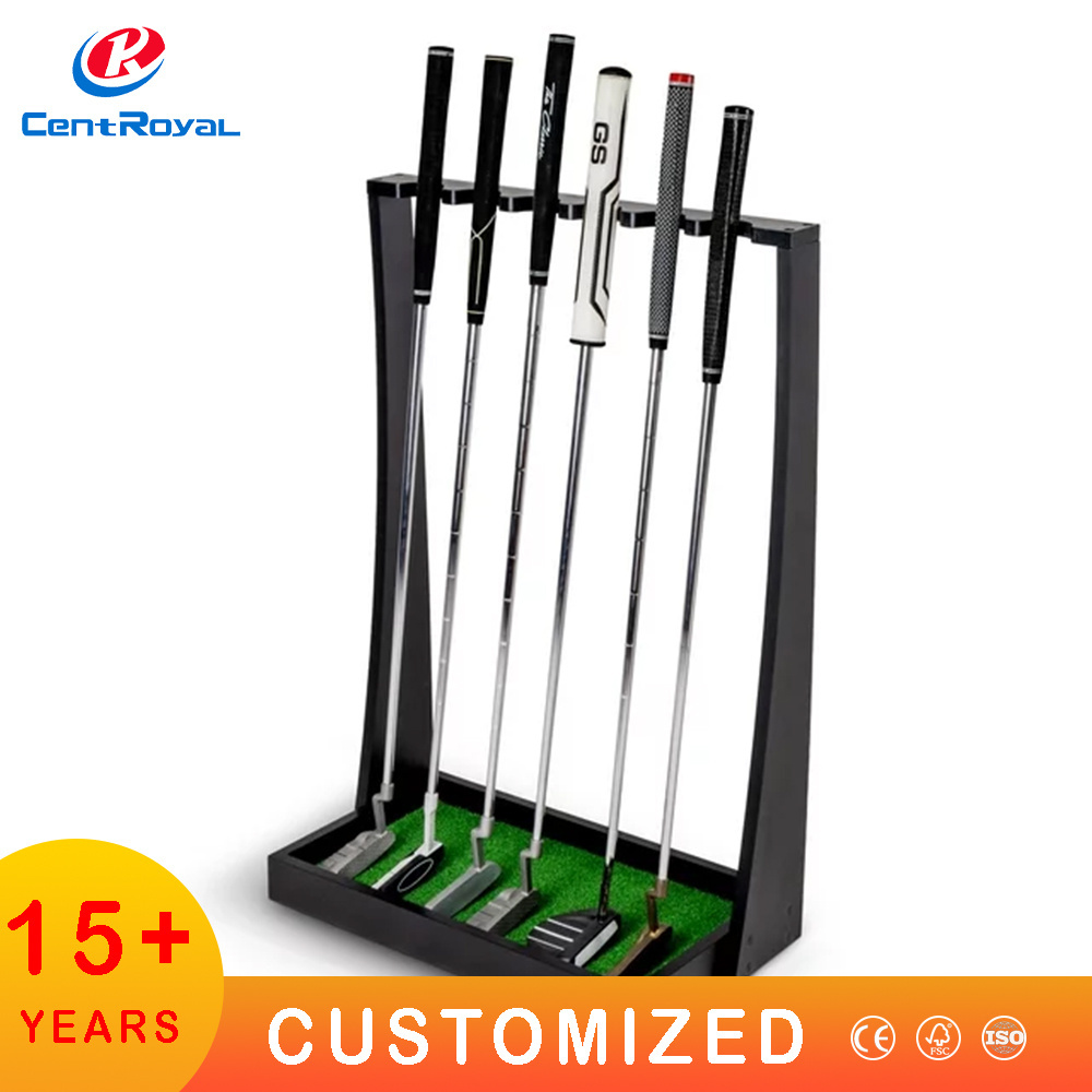 Custom Retail Store wood shop Golf Holder Golf Club Display Stand Golf Club Holder Display Stand Fishing Rod Display Floor Stand