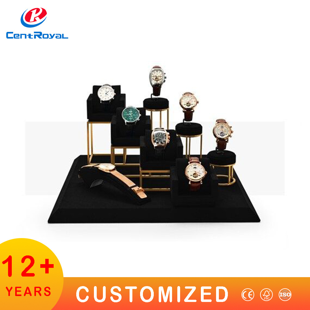 Custom Wholesale Retail Shop Wooden Acrylic Smart Watch Display Countertop Showcase Cabinet Watch Display Stand for retail store