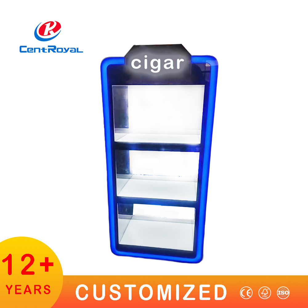 Led Light Commerical CounterTop Humidor Tobacco Cigar Display Rack Acrylic Cigarette Display Cabinet Rack Smoke Shop Display