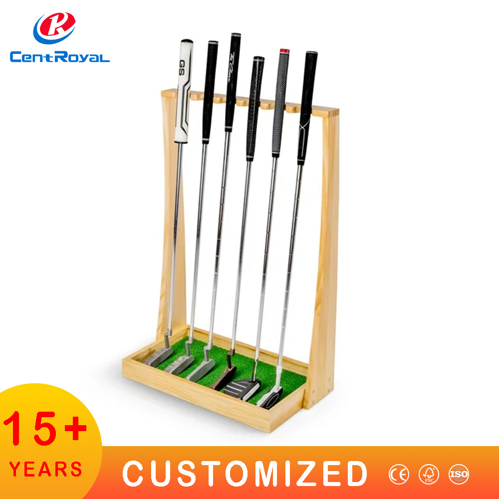 Custom Retail Store wood shop Golf Holder Golf Club Display Stand Golf Club Holder Display Stand Fishing Rod Display Floor Stand