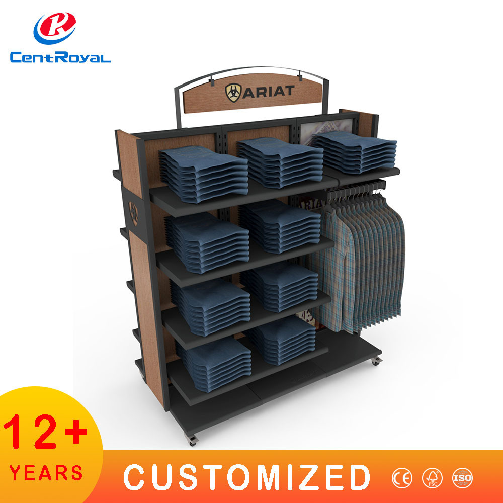 Hook Garment Jeans T Shirt Display Garment Shoe Clothing Store Display Rack Shelves Retail Hanging Clothes Display Rack for Shop